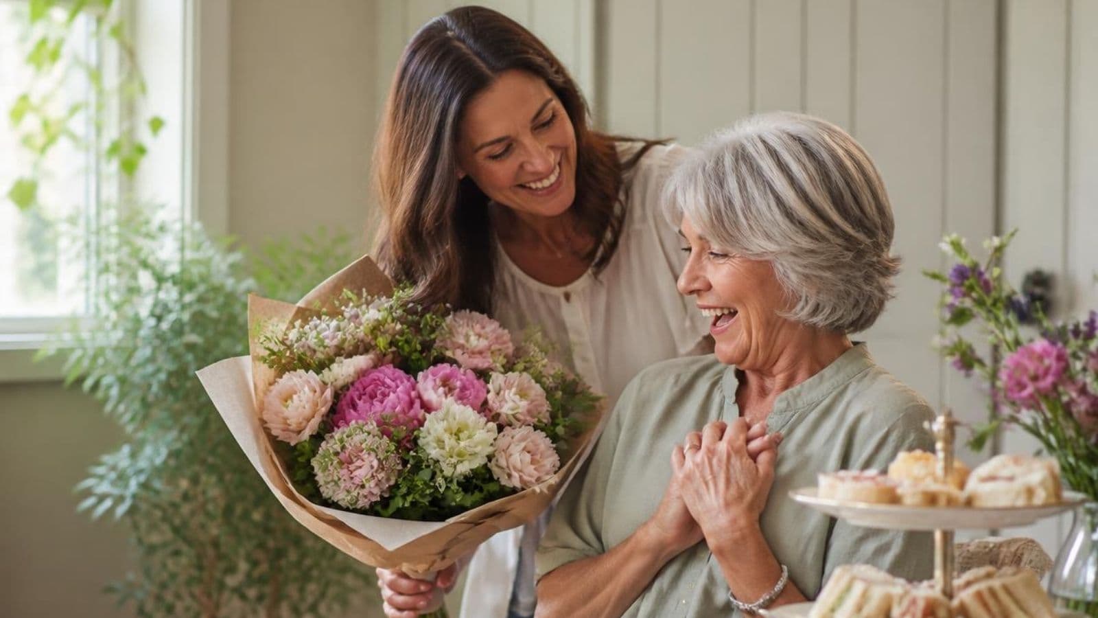 Mum enjoying a thoughtful birthday experience with family