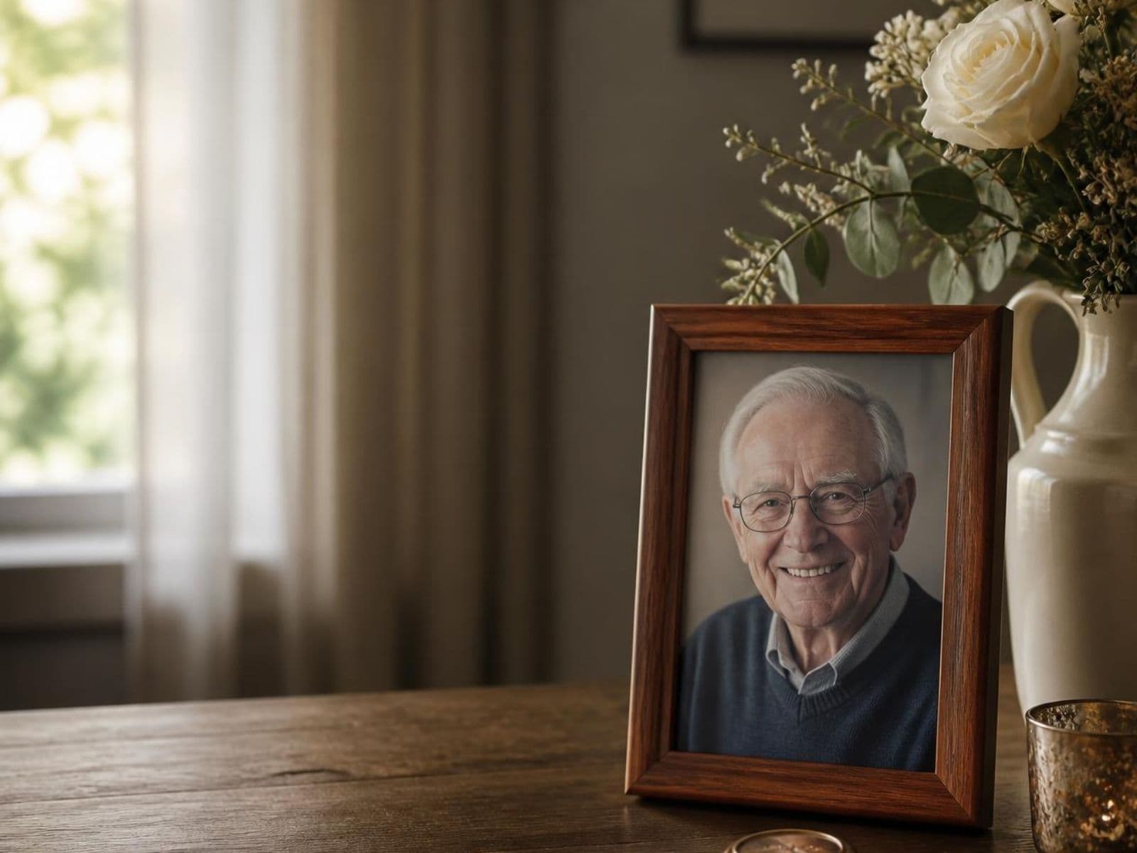 Framed photograph and meaningful remembrance keepsakes
