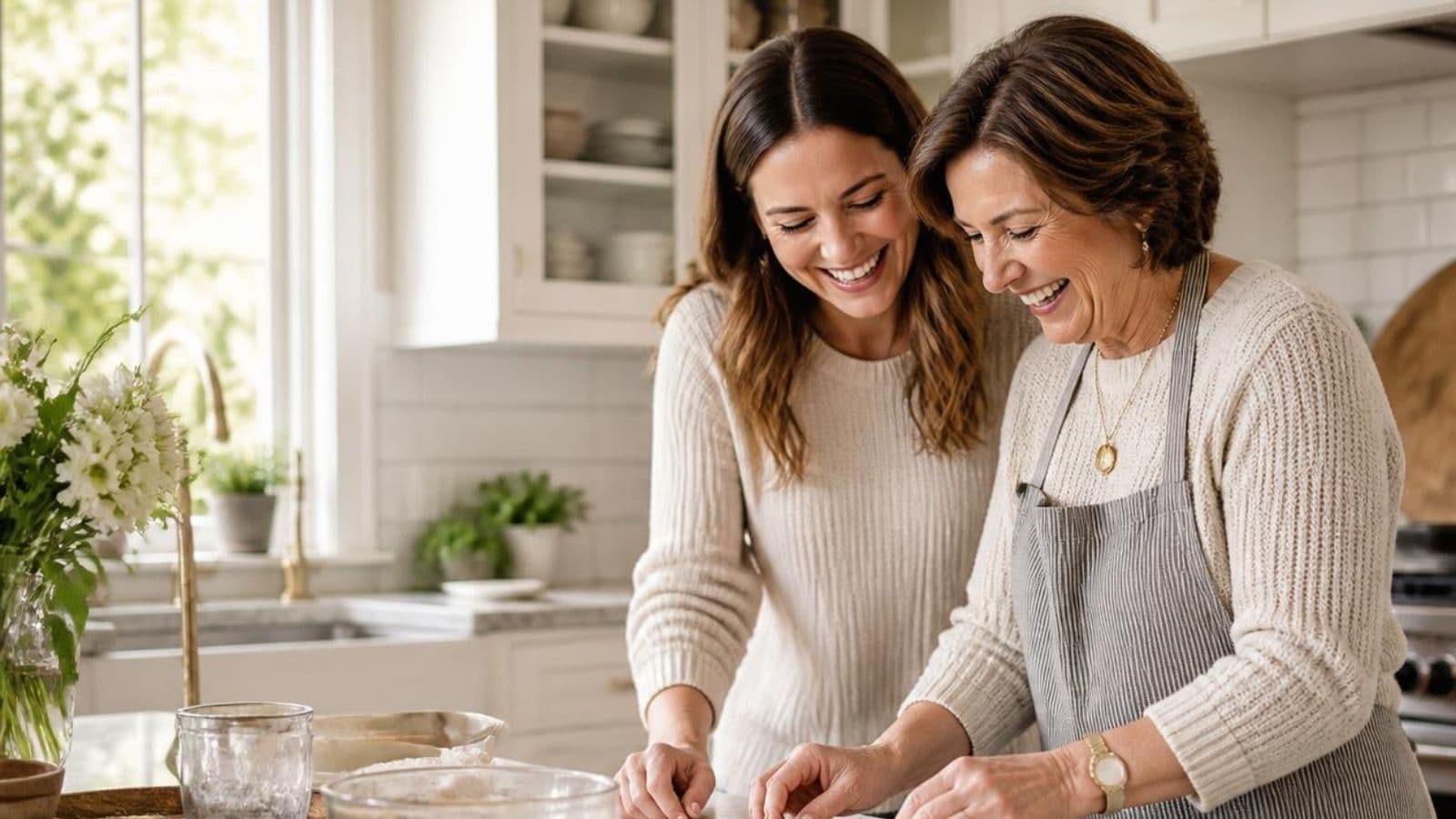 Mother and adult child spending meaningful time together