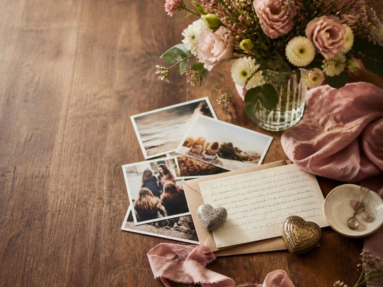 Thank-you note, photographs and shared memories