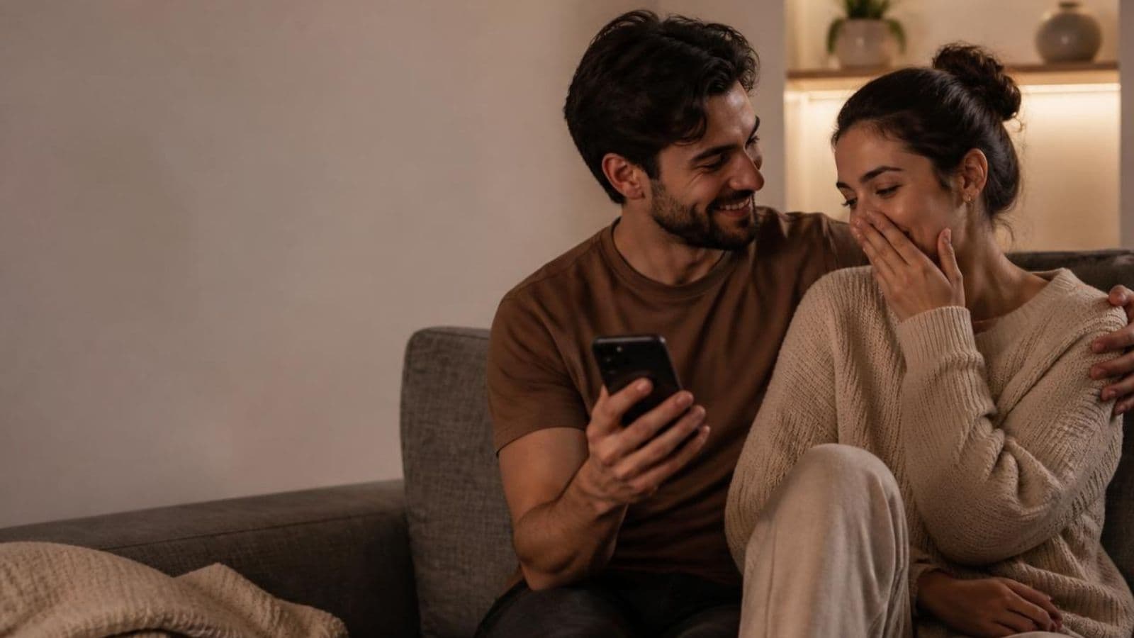 Couple sharing a meaningful Valentine's surprise